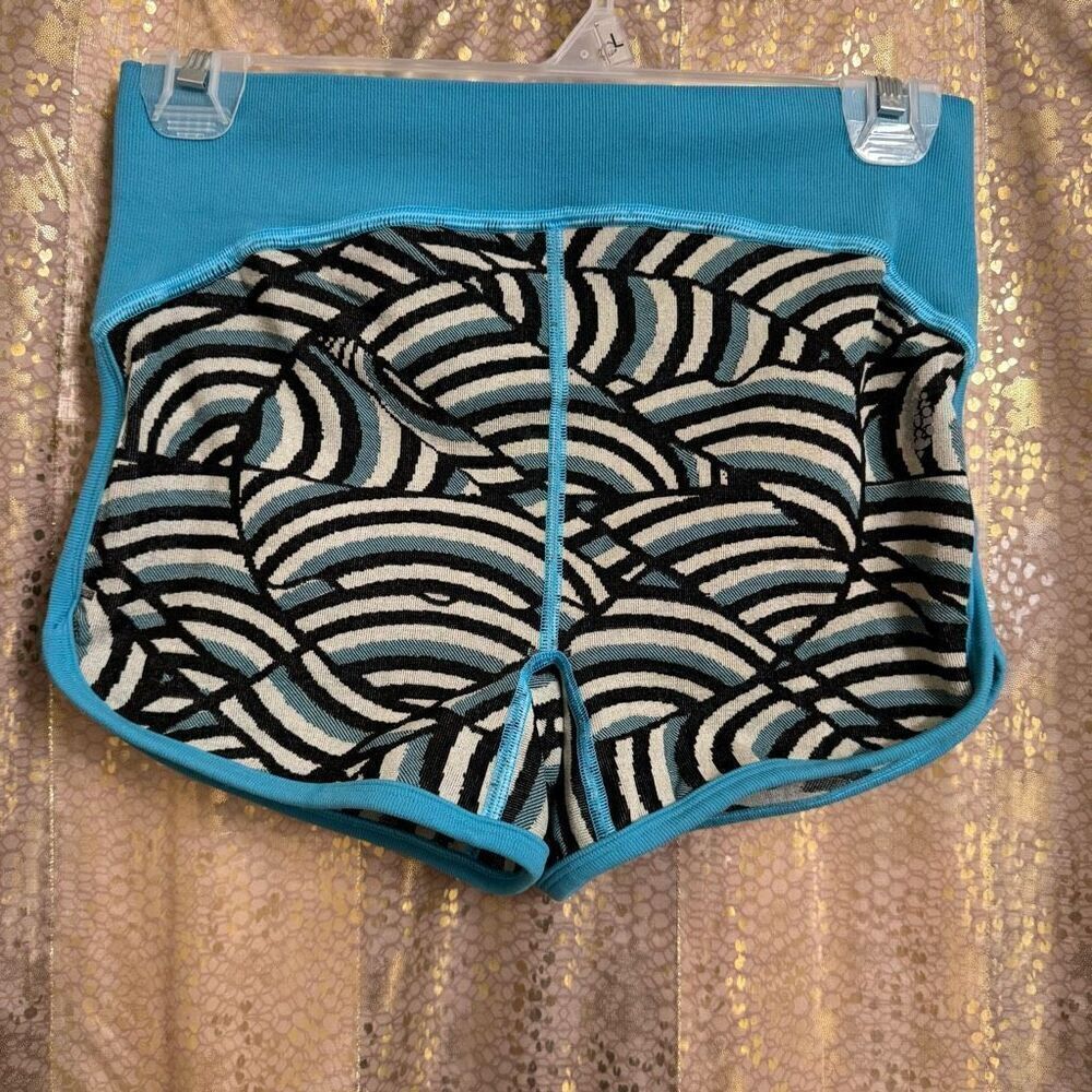 Free People Movement Dip It Low Athletic Beach Booty Shorts Blue M/L